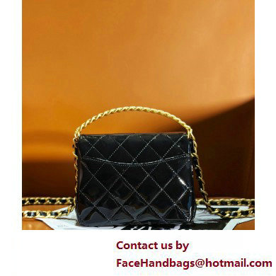 Chanel Patent Calfskin  &  Gold-Tone Metal Mini Flap Bag with Top Handle AS4472 Black 2025